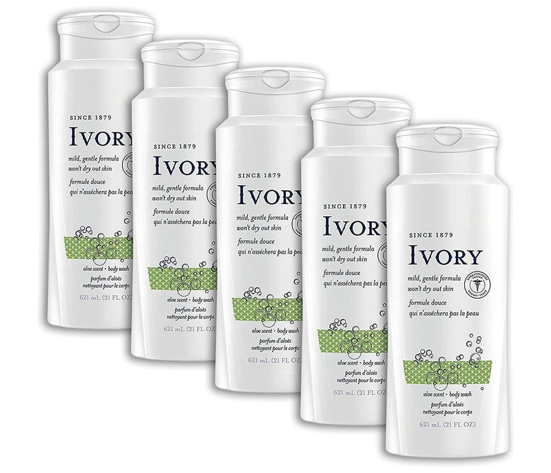 Ivory Scented Body Wash, Aloe 21 oz (Pack of 5) - Image 1